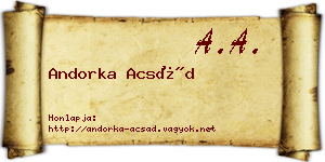 Andorka Acsád névjegykártya